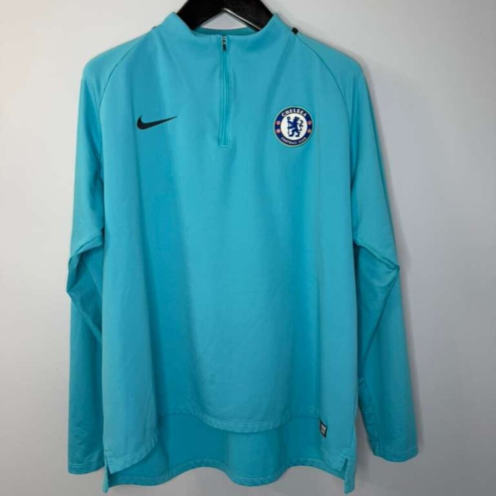 Nike Chelsea FC Drill Top 2017/2018 Squad Long Sleeve Shirt Zip Sweatshirt Blue